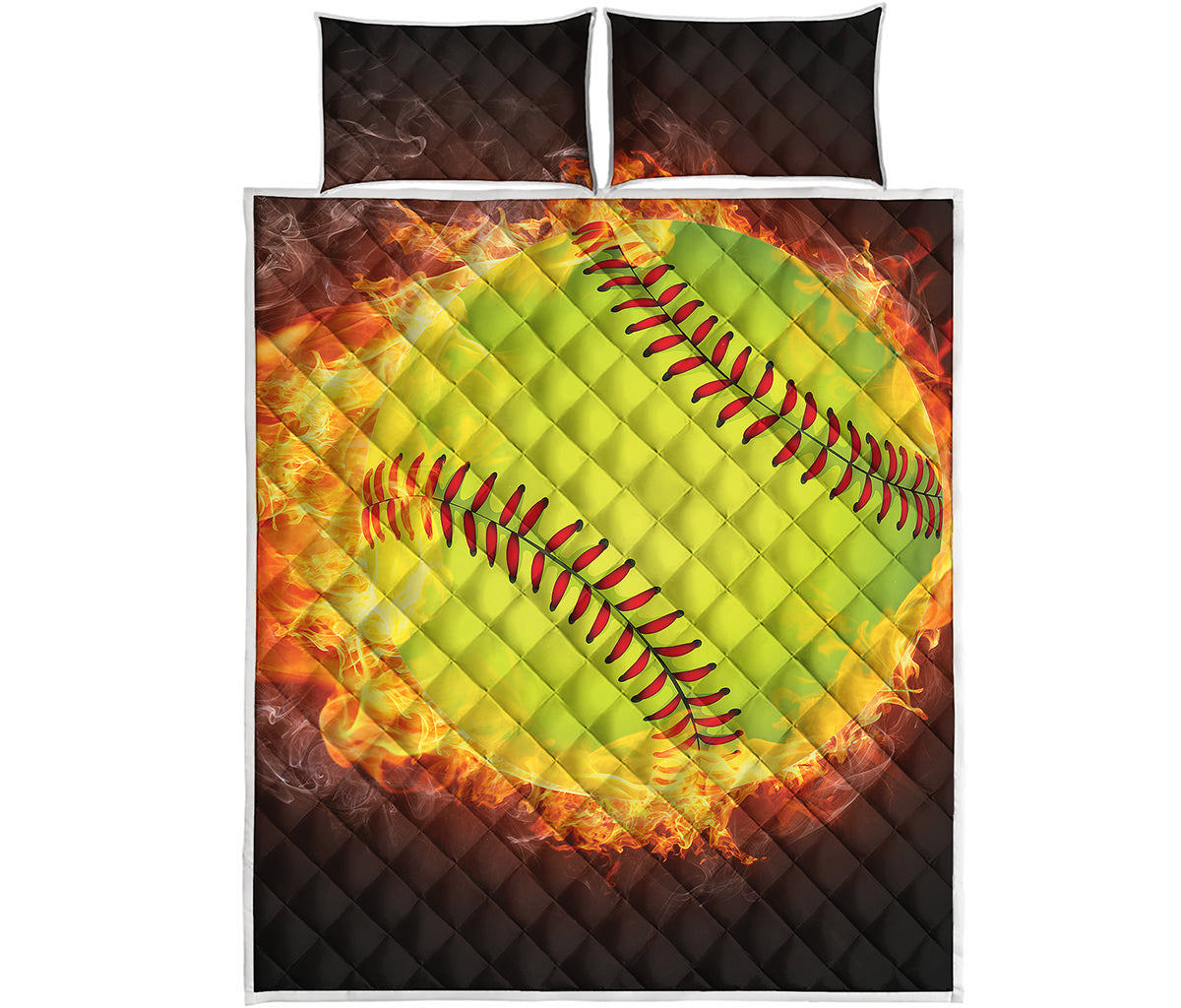 Fireball Softball Print Quilt Bed Set