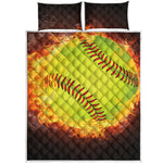 Fireball Softball Print Quilt Bed Set