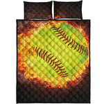 Fireball Softball Print Quilt Bed Set