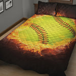 Fireball Softball Print Quilt Bed Set