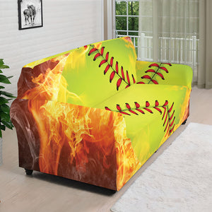 Fireball Softball Print Sofa Cover