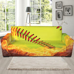 Fireball Softball Print Sofa Slipcover