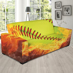 Fireball Softball Print Sofa Slipcover