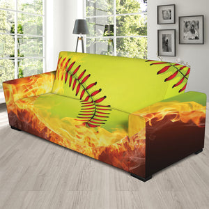 Fireball Softball Print Sofa Slipcover