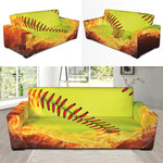 Fireball Softball Print Sofa Slipcover