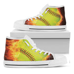 Fireball Softball Print White High Top Shoes