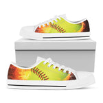 Fireball Softball Print White Low Top Shoes