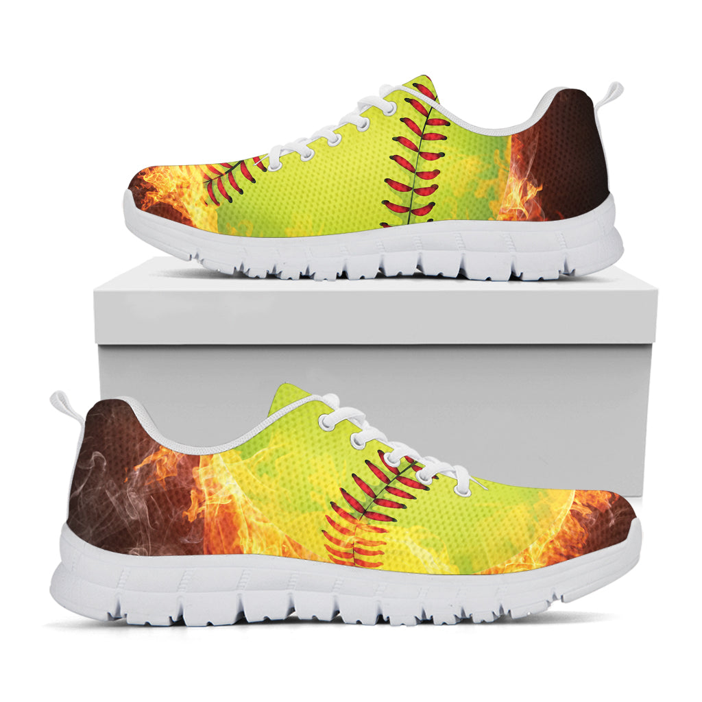 Fireball Softball Print White Sneakers