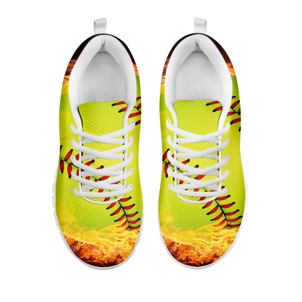 Fireball Softball Print White Sneakers