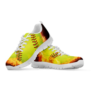 Fireball Softball Print White Sneakers