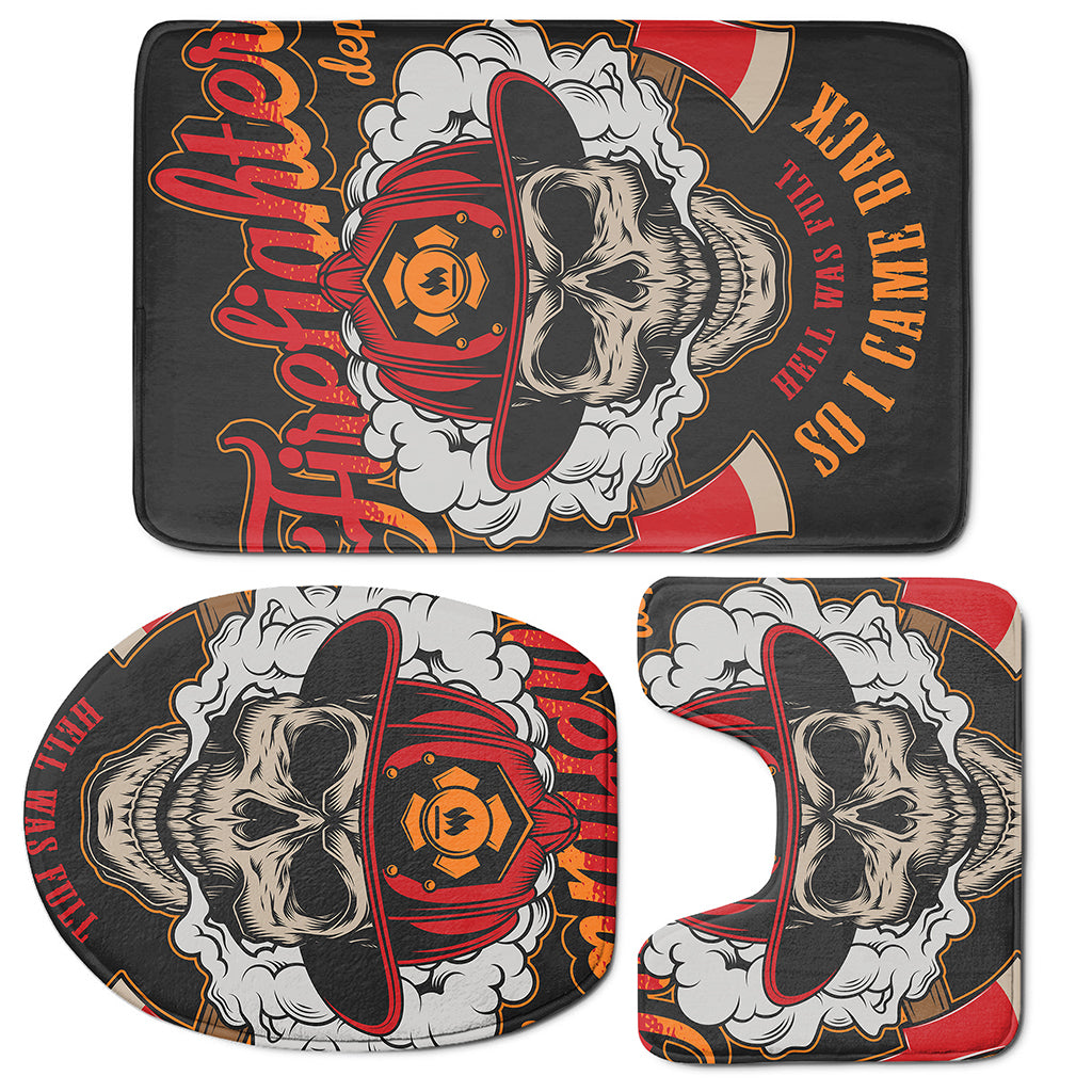 Firefighter Department Skull Print 3 Piece Bath Mat Set