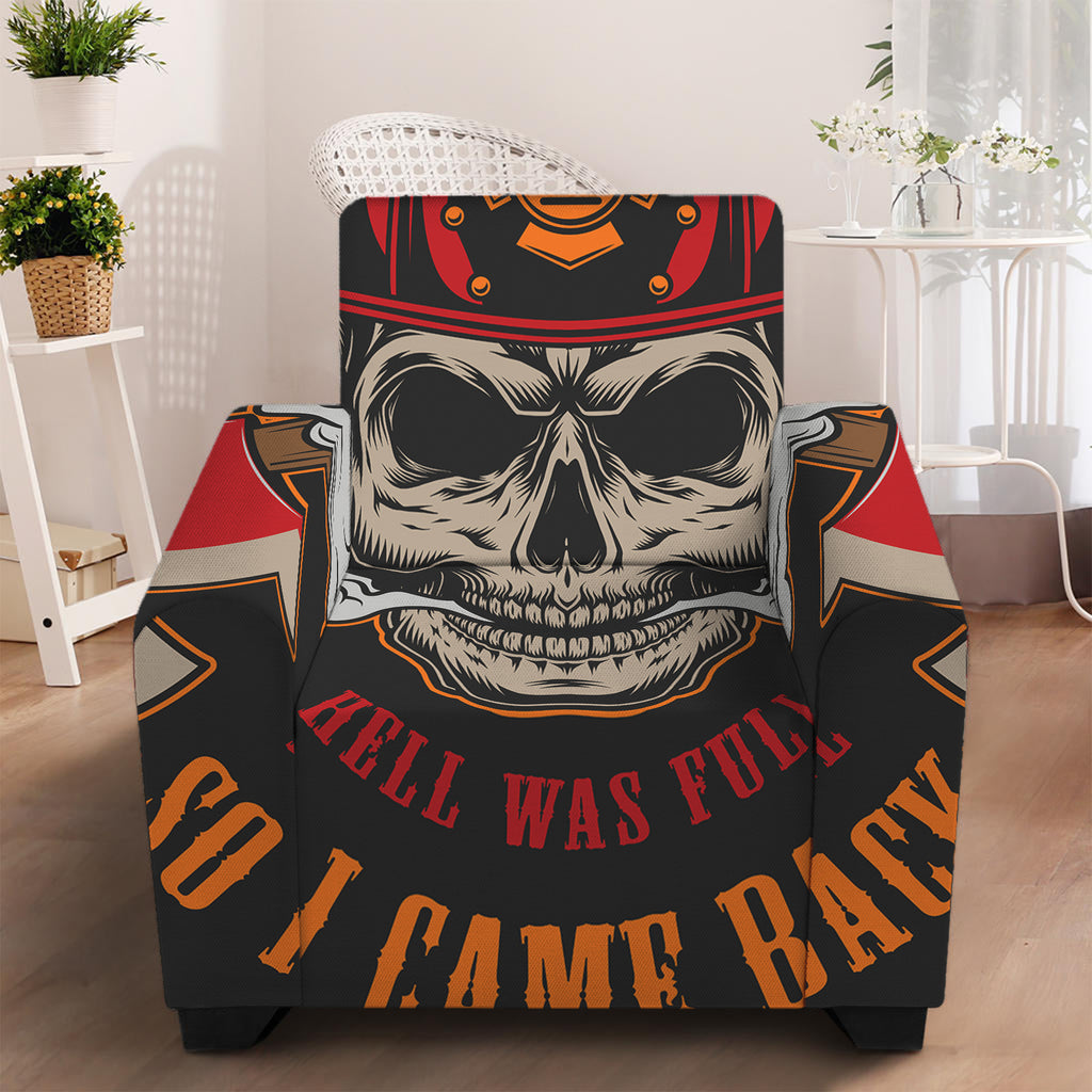 Firefighter Department Skull Print Armchair Slipcover