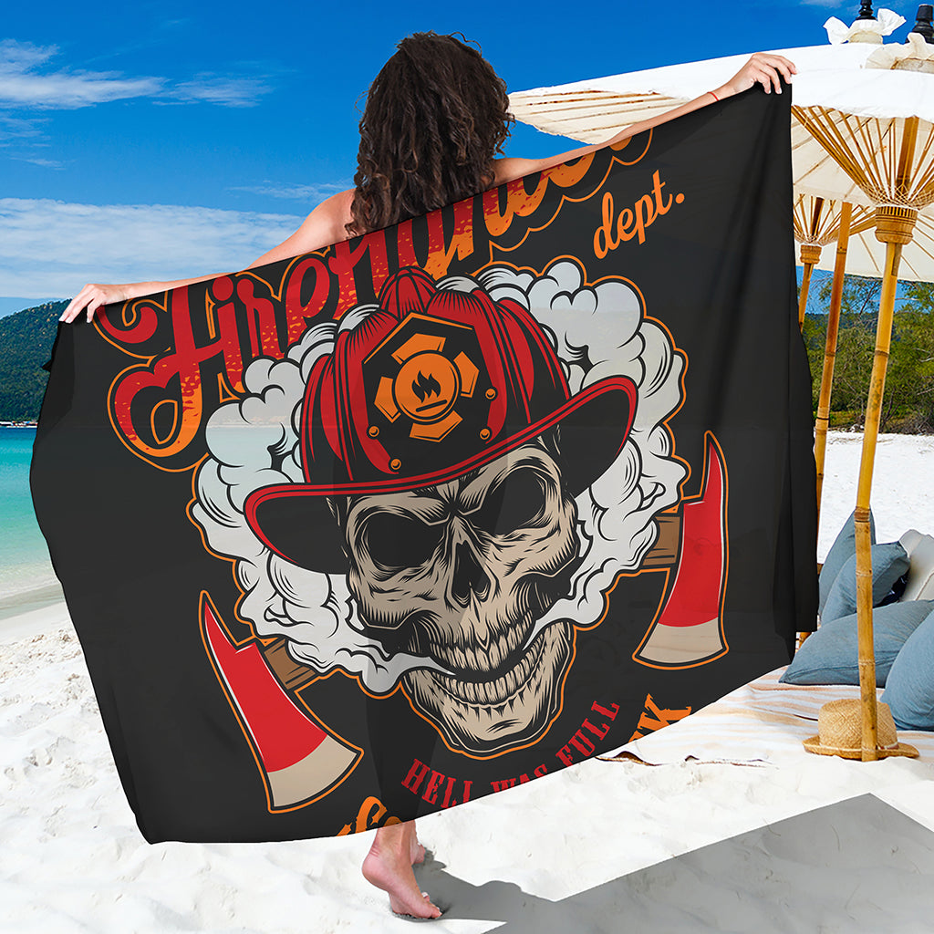 Firefighter Department Skull Print Beach Sarong Wrap