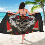 Firefighter Department Skull Print Beach Sarong Wrap