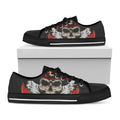 Firefighter Department Skull Print Black Low Top Sneakers