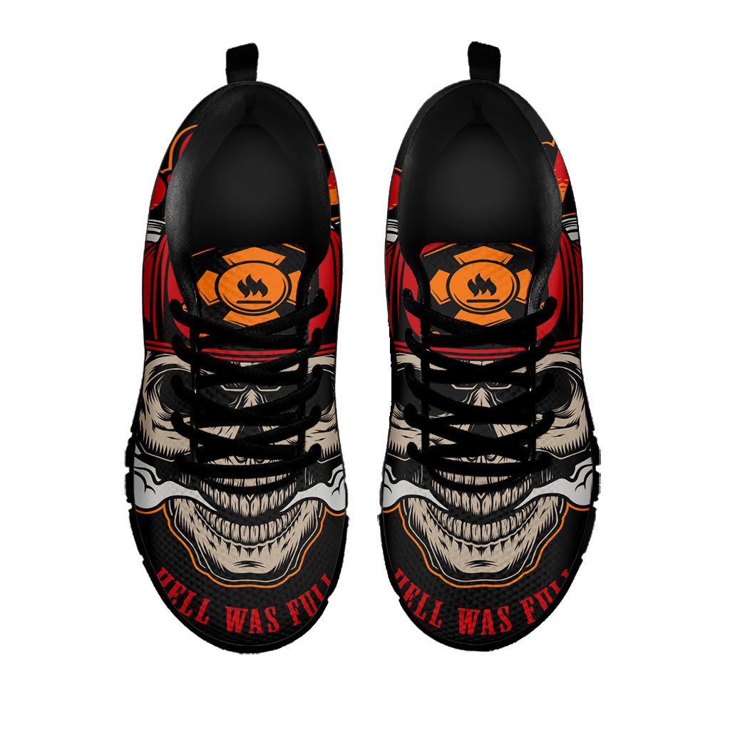 Firefighter Department Skull Print Black Sneakers
