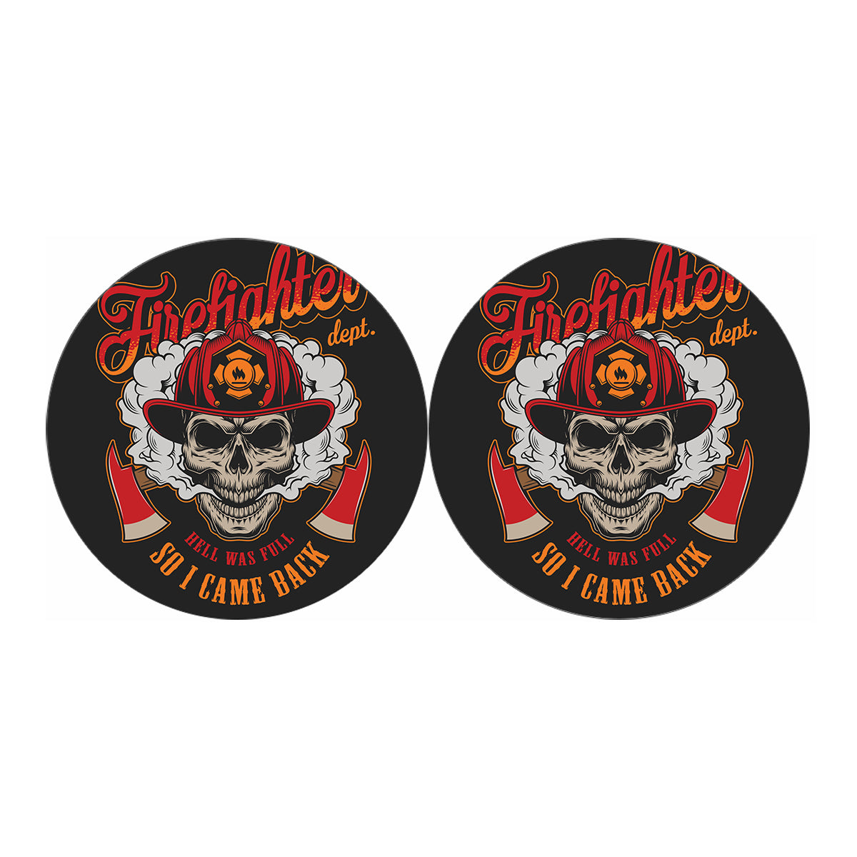 Firefighter Department Skull Print Car Coasters