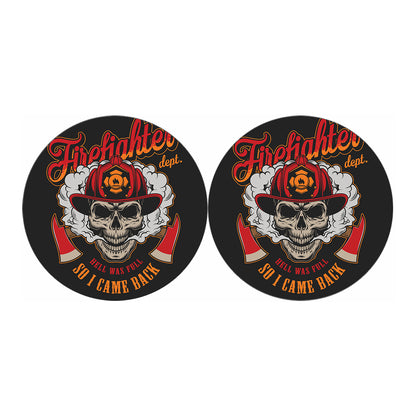 Firefighter Department Skull Print Car Coasters