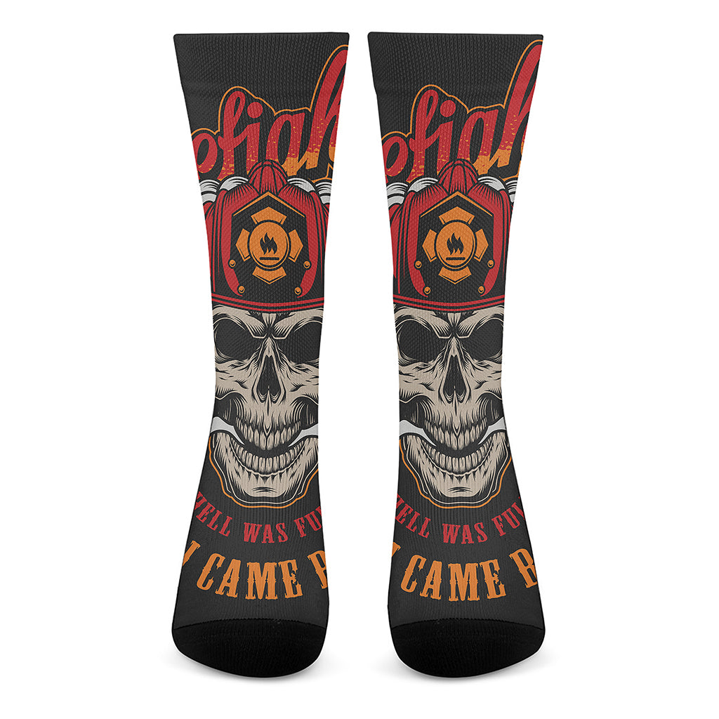 Firefighter Department Skull Print Crew Socks