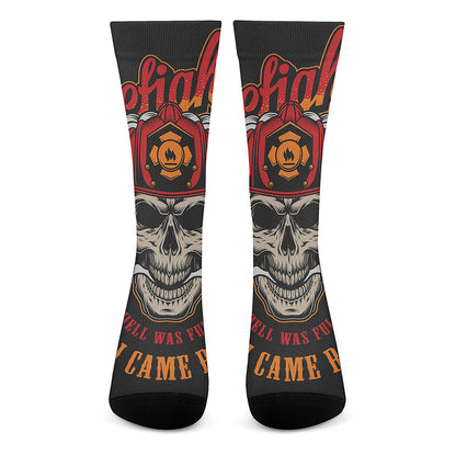 Firefighter Department Skull Print Crew Socks