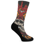 Firefighter Department Skull Print Crew Socks