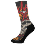 Firefighter Department Skull Print Crew Socks