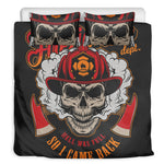 Firefighter Department Skull Print Duvet Cover Bedding Set