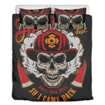Firefighter Department Skull Print Duvet Cover Bedding Set