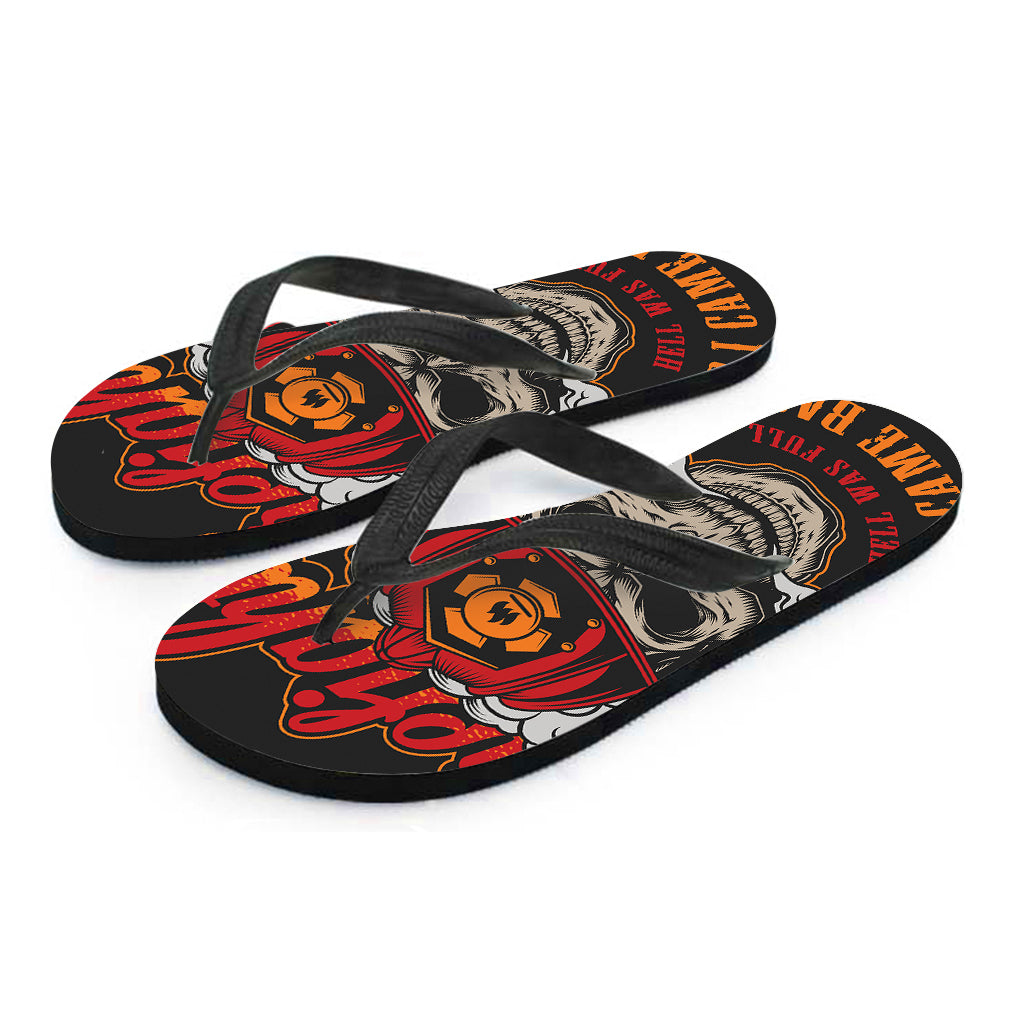 Firefighter Department Skull Print Flip Flops