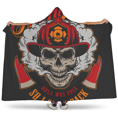 Firefighter Department Skull Print Hooded Blanket