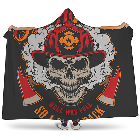 Firefighter Department Skull Print Hooded Blanket