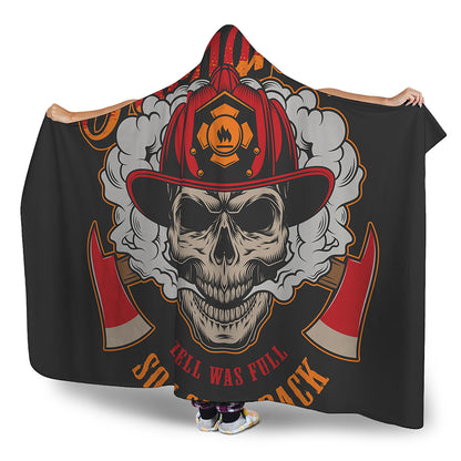 Firefighter Department Skull Print Hooded Blanket