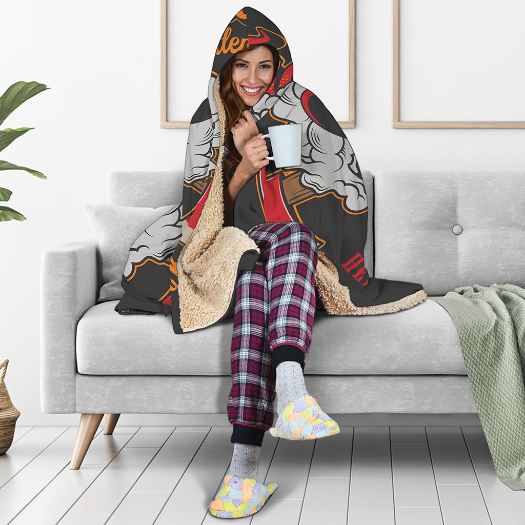Firefighter Department Skull Print Hooded Blanket