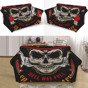 Firefighter Department Skull Print Loveseat Slipcover