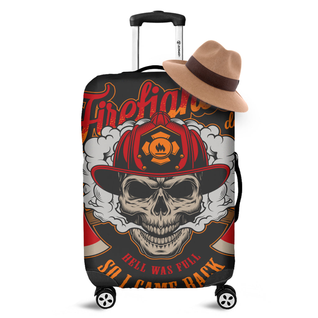 Firefighter Department Skull Print Luggage Cover