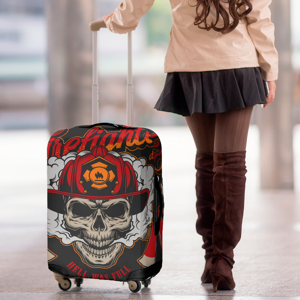 Firefighter Department Skull Print Luggage Cover