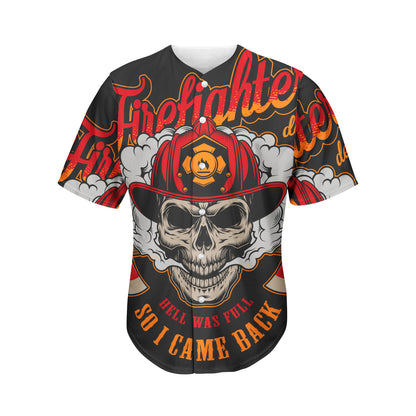 Firefighter Department Skull Print Men's Baseball Jersey