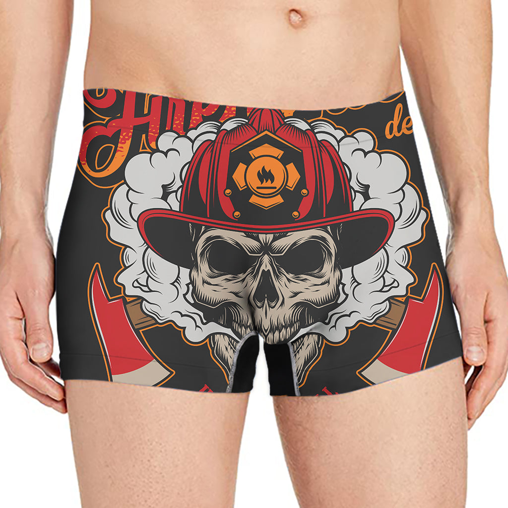 Firefighter Department Skull Print Men's Boxer Briefs