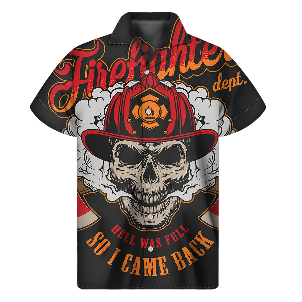 Firefighter Department Skull Print Men's Short Sleeve Shirt