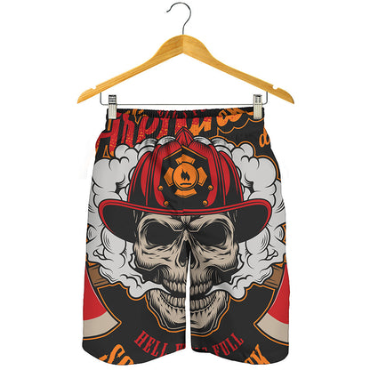 Firefighter Department Skull Print Men's Shorts