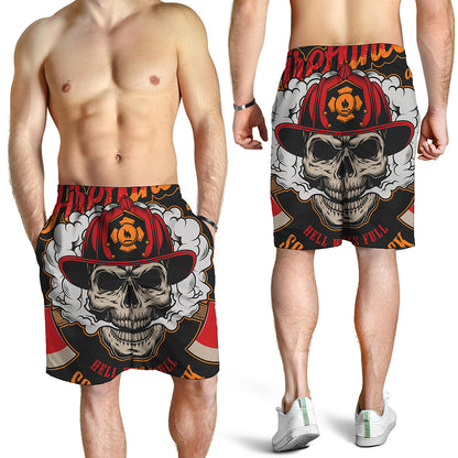 Firefighter Department Skull Print Men's Shorts