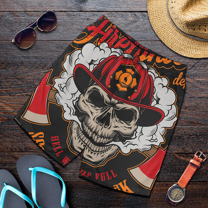 Firefighter Department Skull Print Men's Shorts