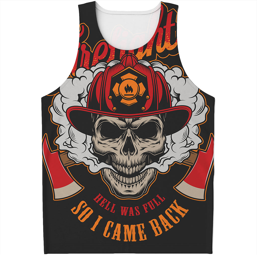Firefighter Department Skull Print Men's Tank Top