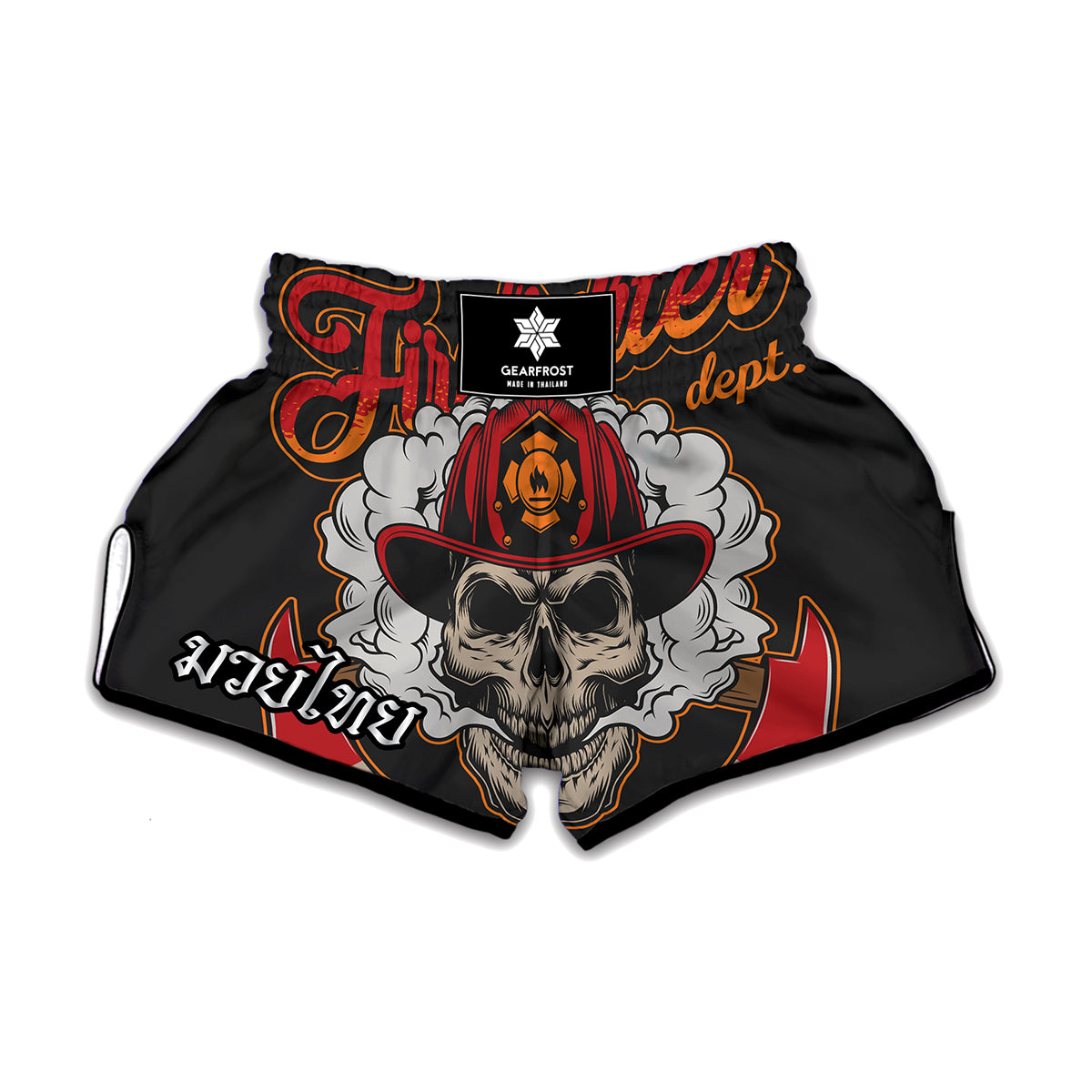 Firefighter Department Skull Print Muay Thai Boxing Shorts