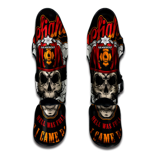 Firefighter Department Skull Print Muay Thai Shin Guard