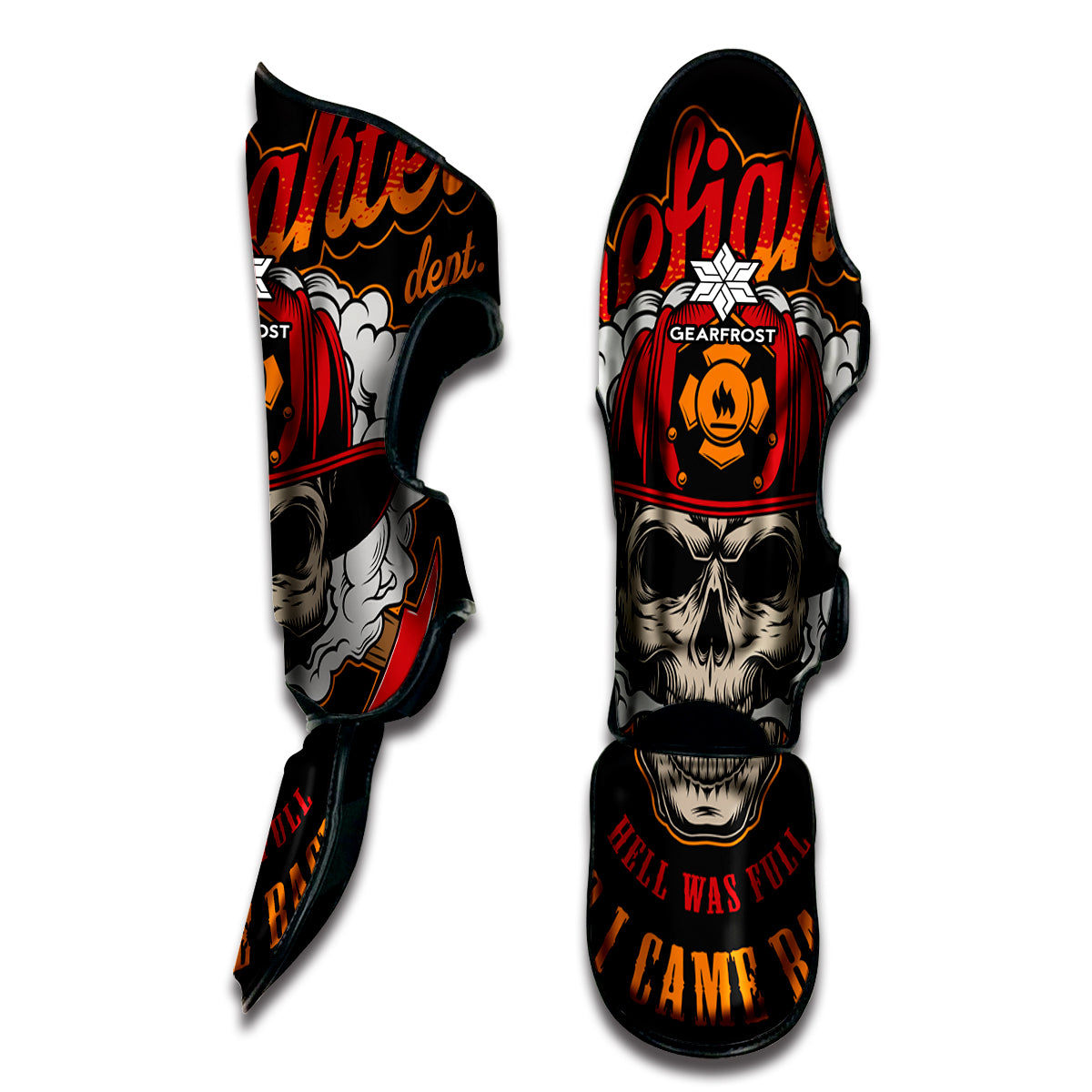Firefighter Department Skull Print Muay Thai Shin Guard