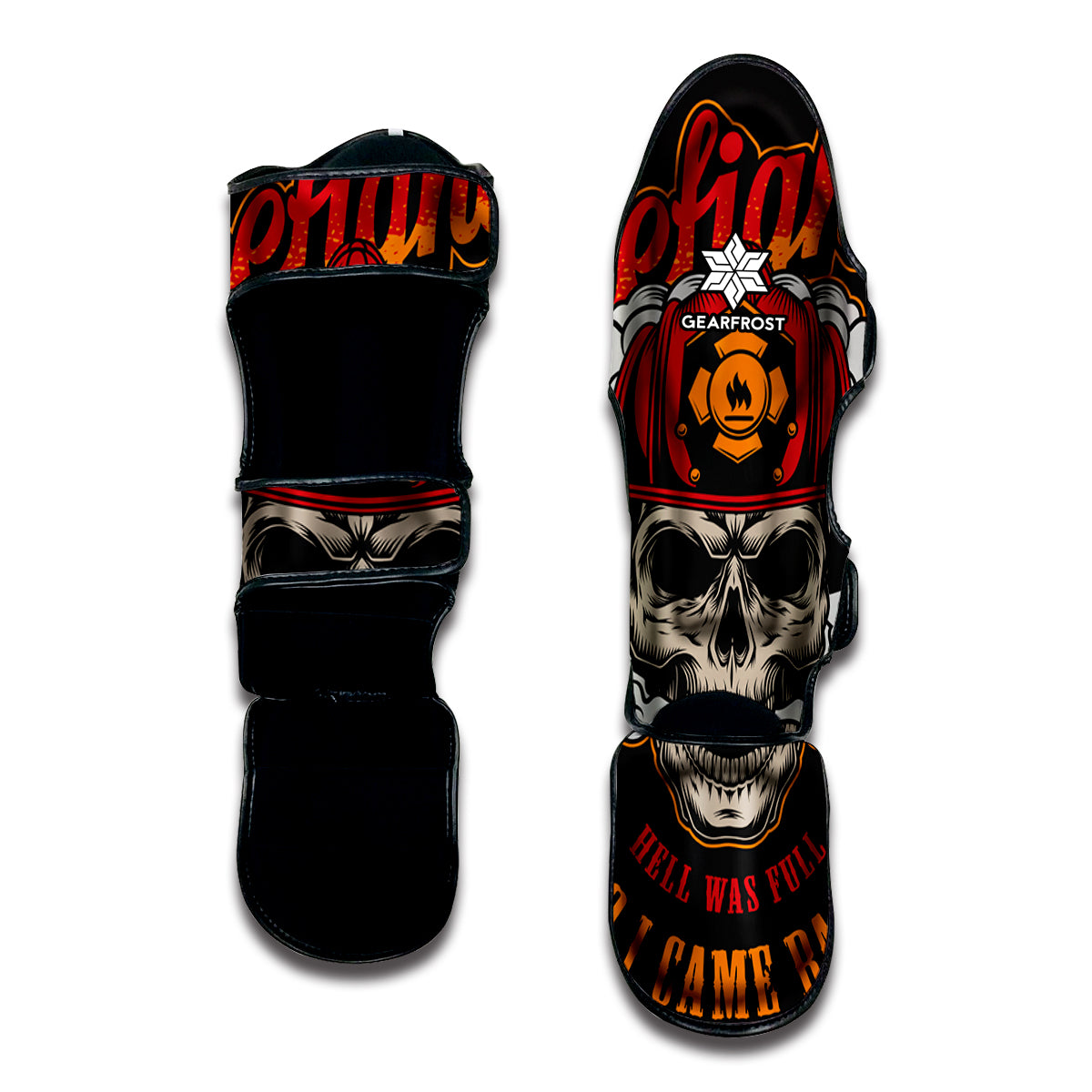Firefighter Department Skull Print Muay Thai Shin Guard