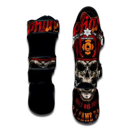 Firefighter Department Skull Print Muay Thai Shin Guard