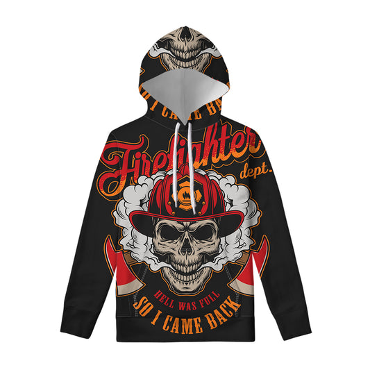 Firefighter Department Skull Print Pullover Hoodie