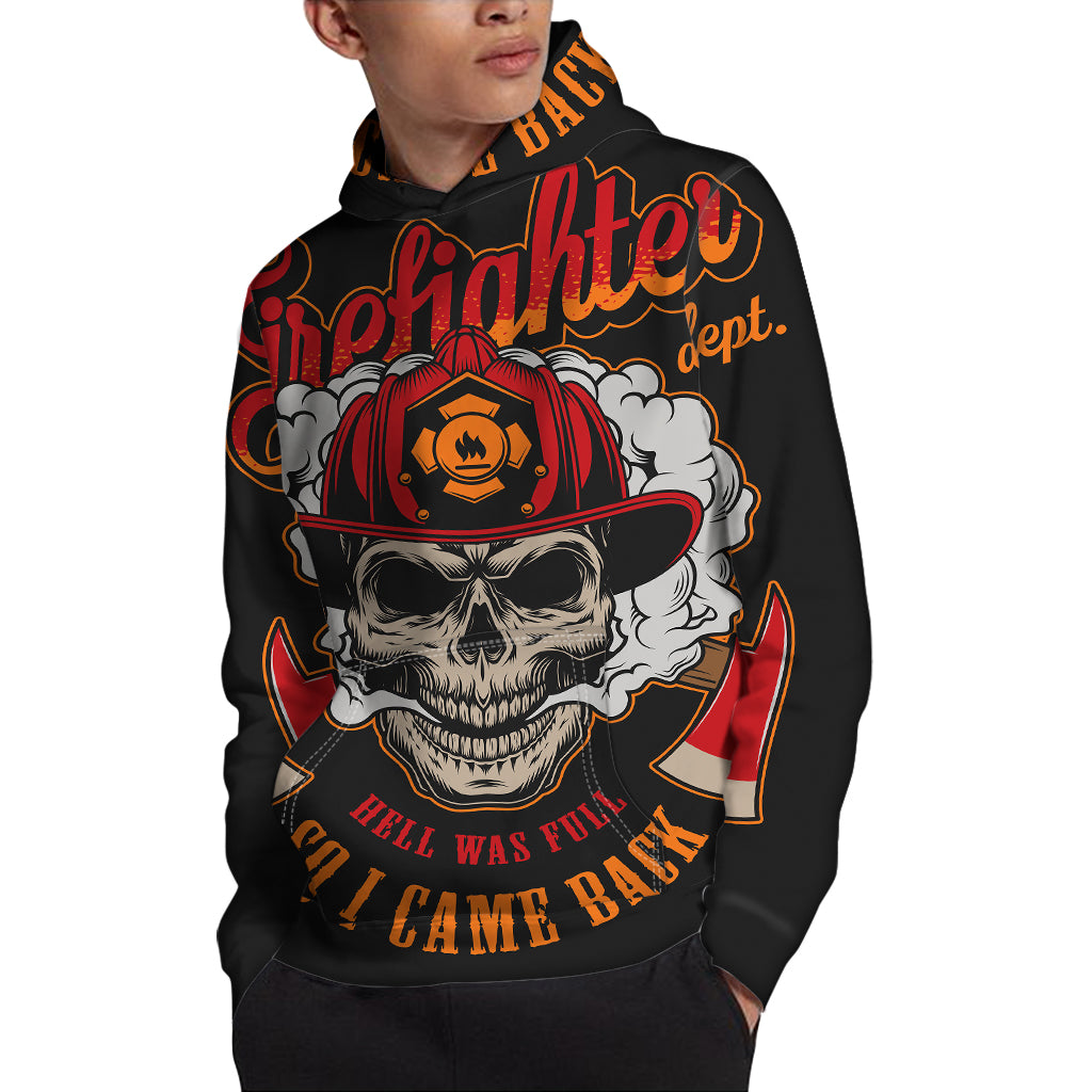 Firefighter Department Skull Print Pullover Hoodie